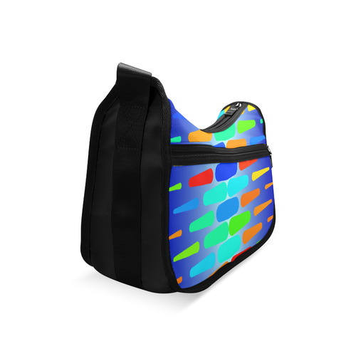 Colorful shapes on a blue background Crossbody Bags (Model 1616)
