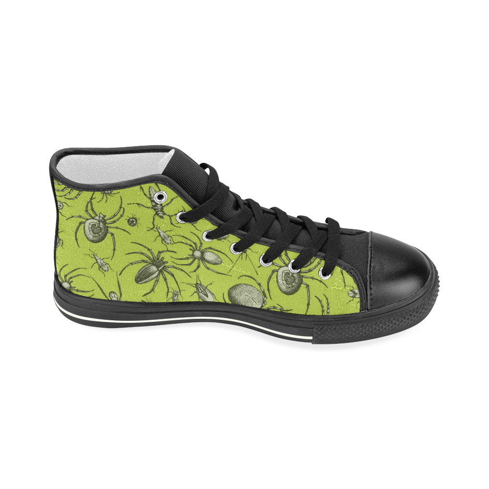 insects spiders creepy crawlers halloween green Women's Classic High Top Canvas Shoes (Model 017)