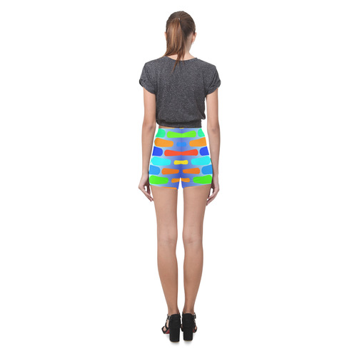 Colorful shapes on a blue background Briseis Skinny Shorts (Model L04)