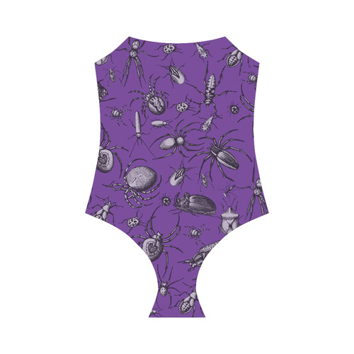 spiders creepy crawlers bugs purple halloween Strap Swimsuit ( Model S05)
