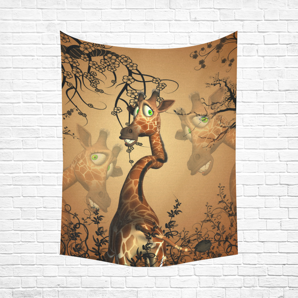 Cute giraffe in the fantasy wood Cotton Linen Wall Tapestry 60"x 80"