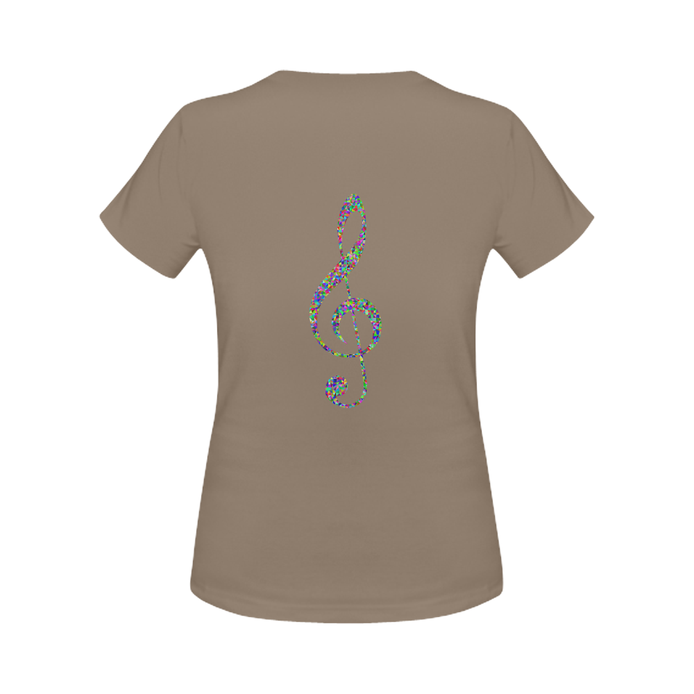 Abstract Triangle Music Note Brown Women's Classic T-Shirt (Model T17）