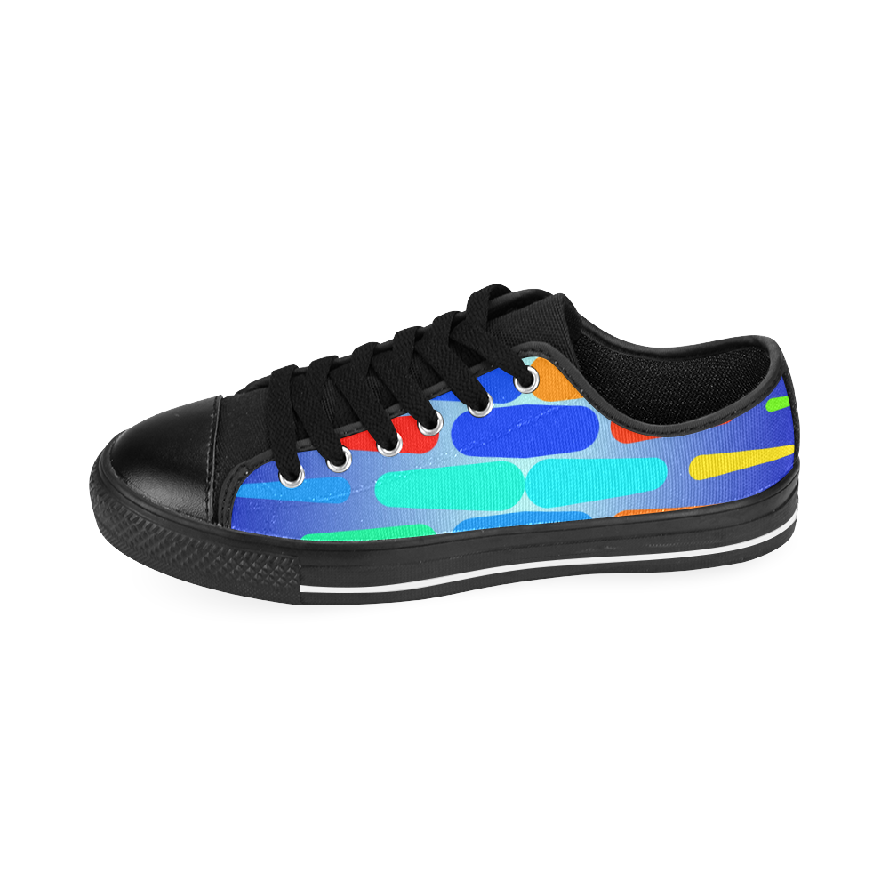 Colorful shapes on a blue background Men's Classic Canvas Shoes/Large Size (Model 018)