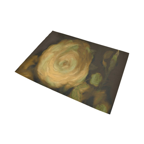 Antique Gold Rose on Pewter Area Rug7'x5'