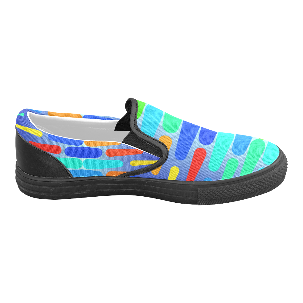 Colorful shapes on a blue background Men's Slip-on Canvas Shoes (Model 019)