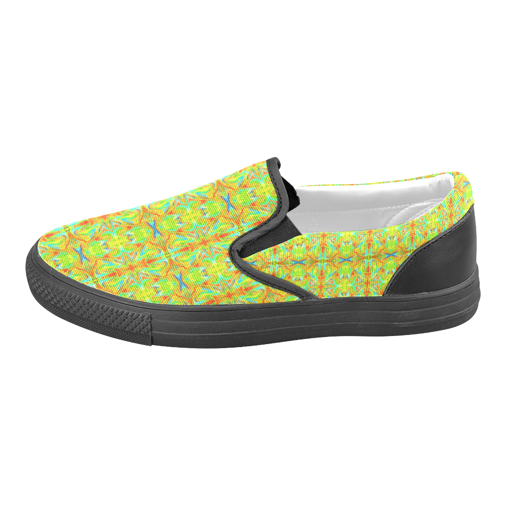 Multicolor Abstract Figure Pattern Women's Unusual Slip-on Canvas Shoes (Model 019)