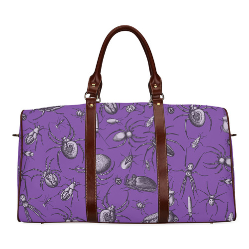 spiders creepy crawlers bugs purple halloween Waterproof Travel Bag/Large (Model 1639)