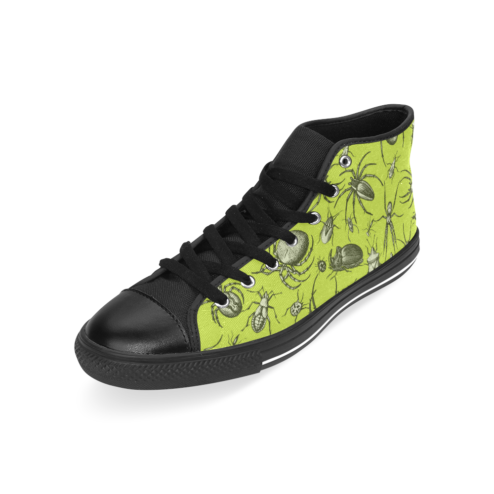 bugs spiders creepy crawlers halloween green Men’s Classic High Top Canvas Shoes /Large Size (Model 017)
