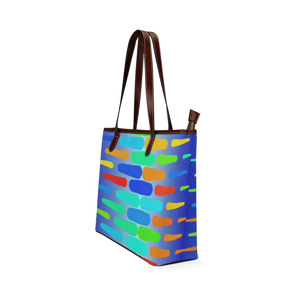 Colorful shapes on a blue background Shoulder Tote Bag (Model 1646)