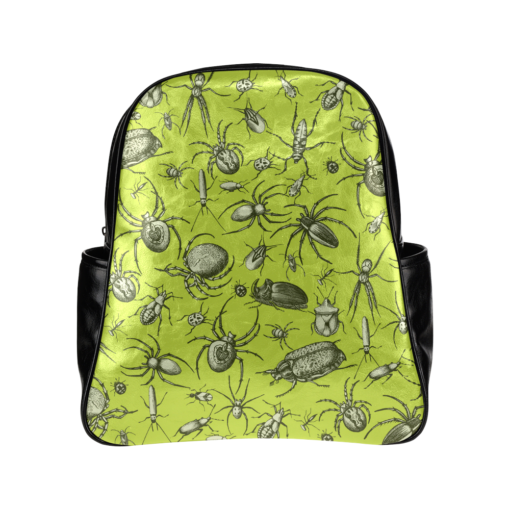 bugs spiders creepy crawlers halloween green Multi-Pockets Backpack (Model 1636)