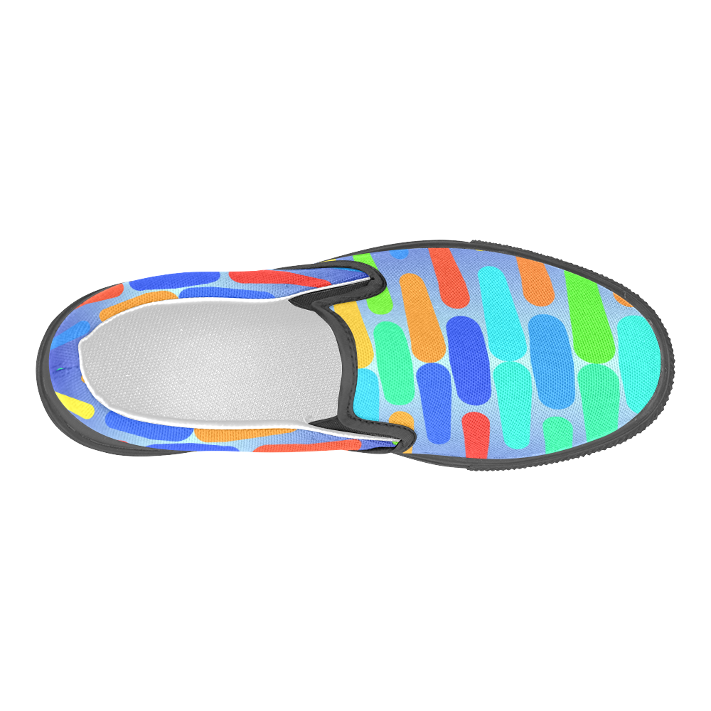 Colorful shapes on a blue background Men's Slip-on Canvas Shoes (Model 019)