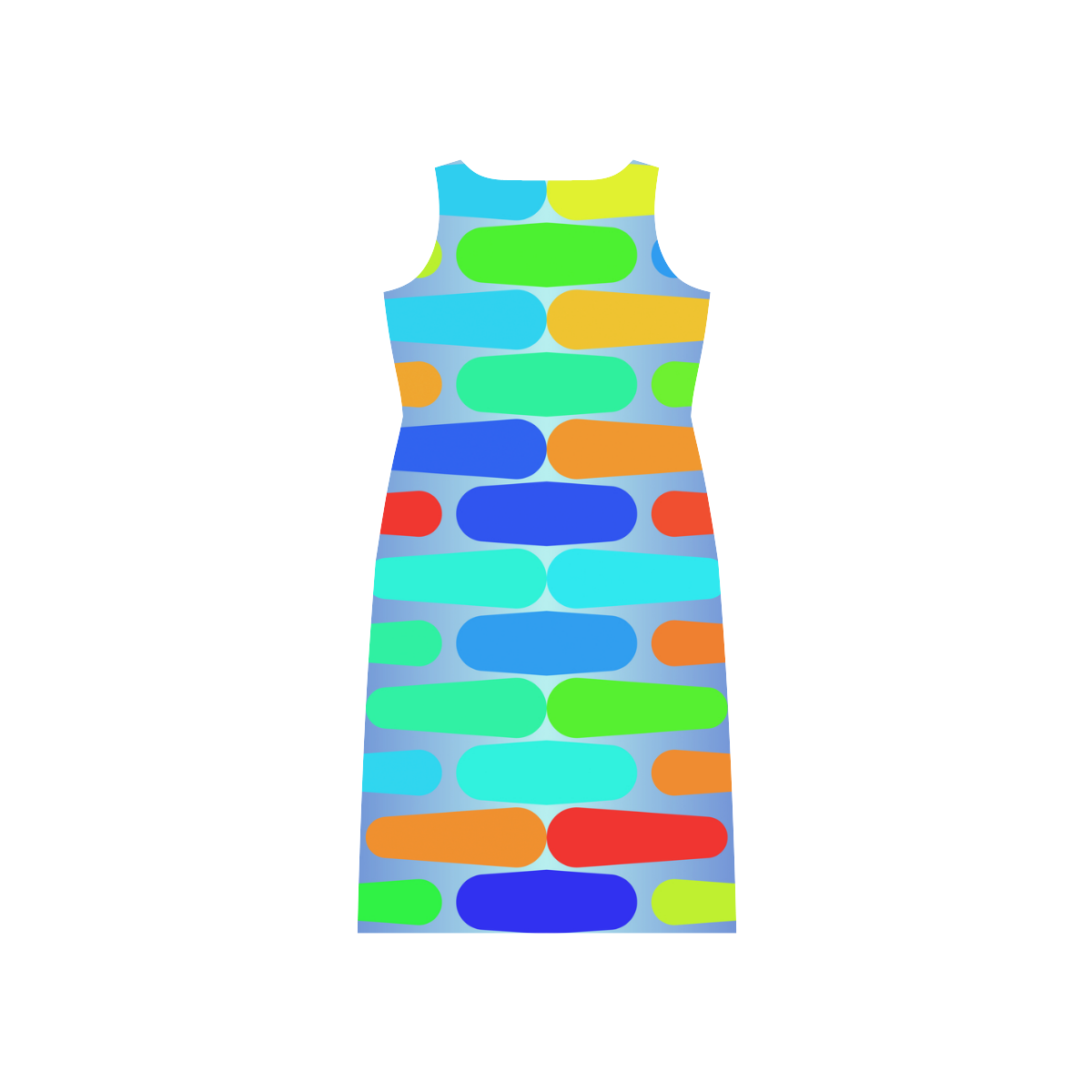 Colorful shapes on a blue background Phaedra Sleeveless Open Fork Long Dress (Model D08)