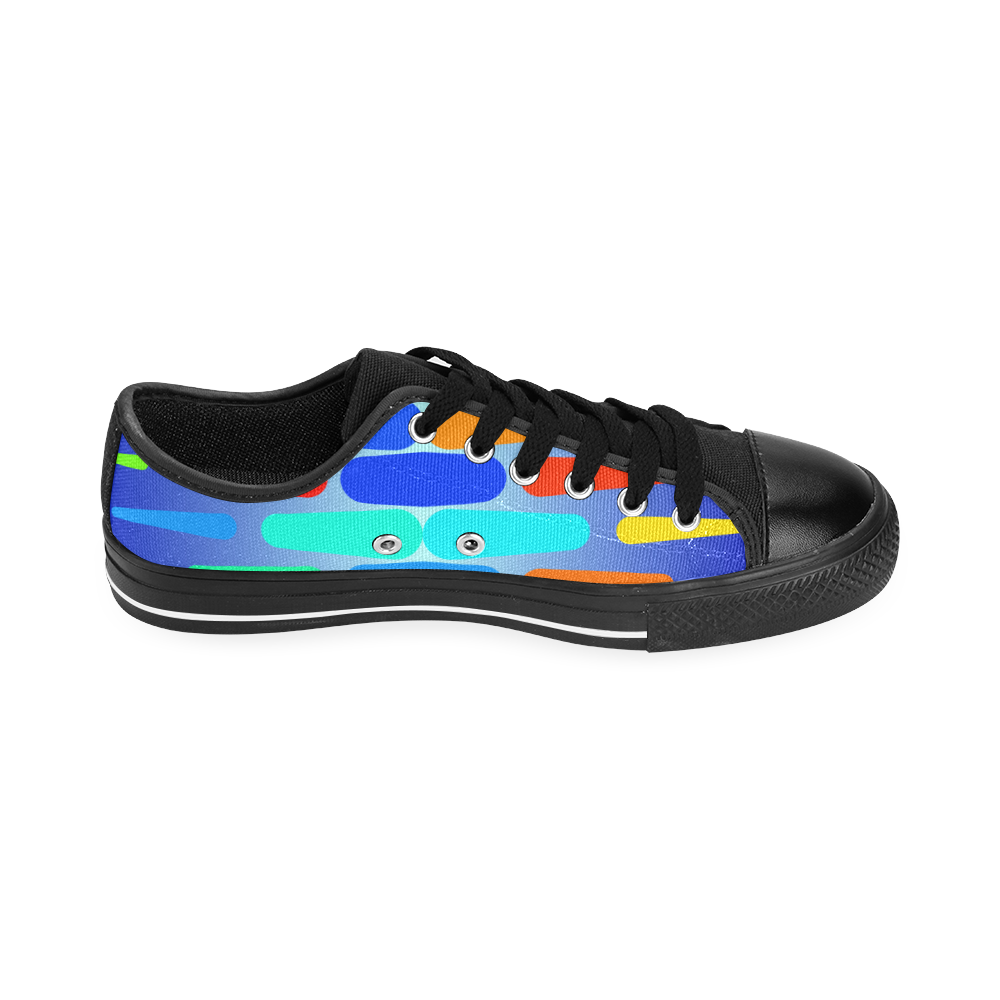 Colorful shapes on a blue background Men's Classic Canvas Shoes/Large Size (Model 018)