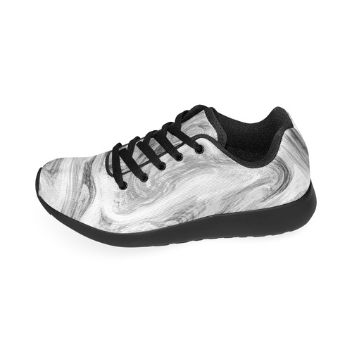 Black and White Swirly Women’s Running Shoes (Model 020)