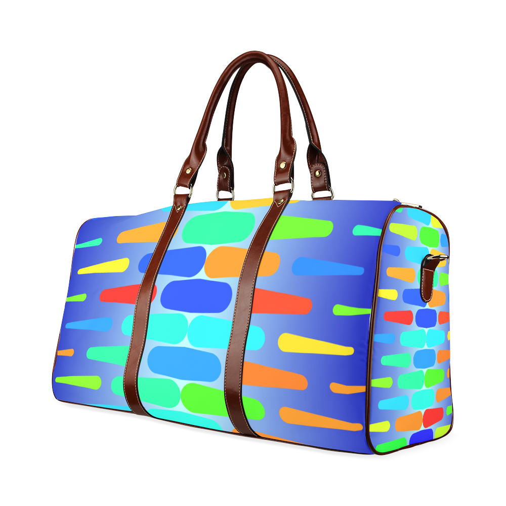 Colorful shapes on a blue background Waterproof Travel Bag/Small (Model 1639)