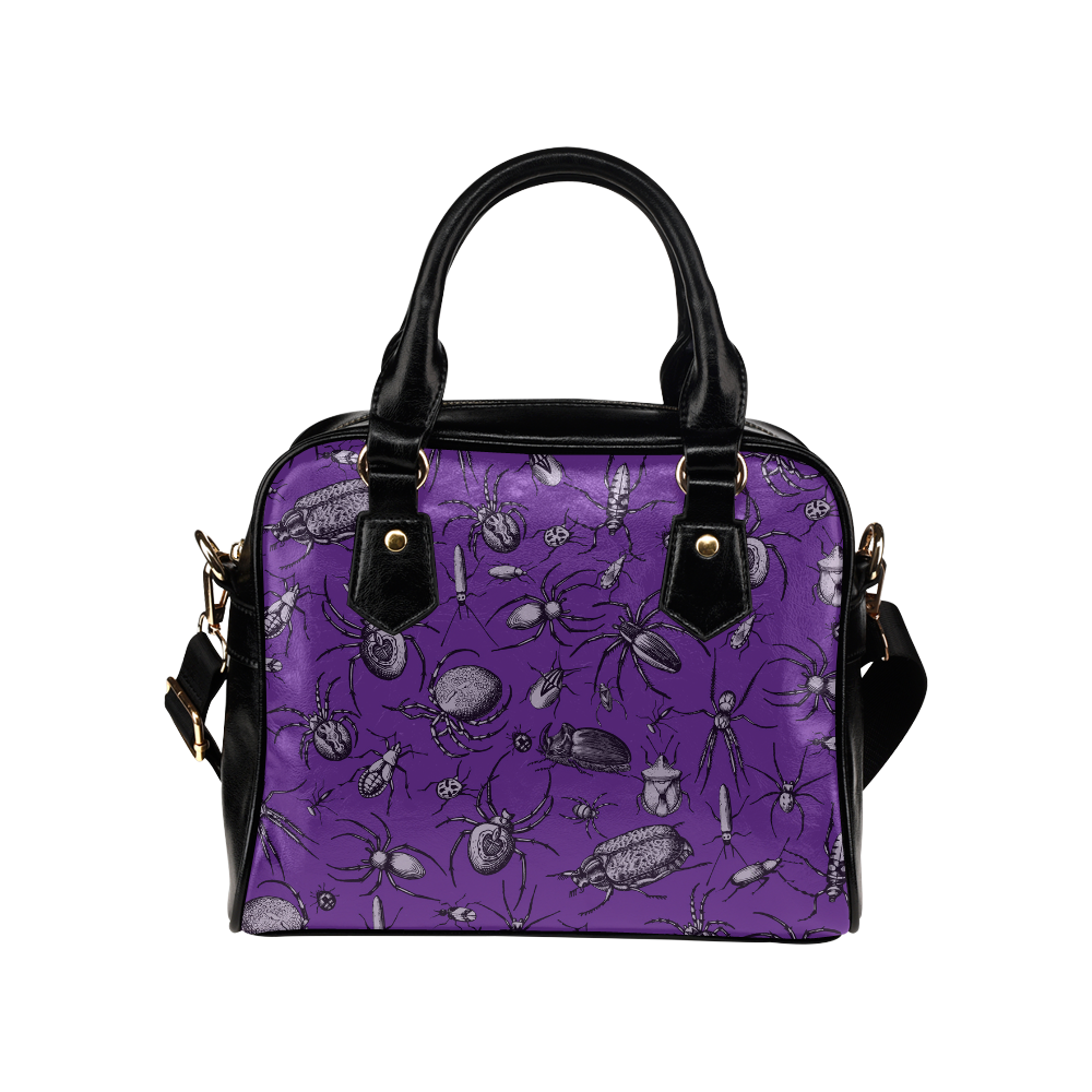 spiders creepy crawlers bugs purple halloween Shoulder Handbag (Model 1634)