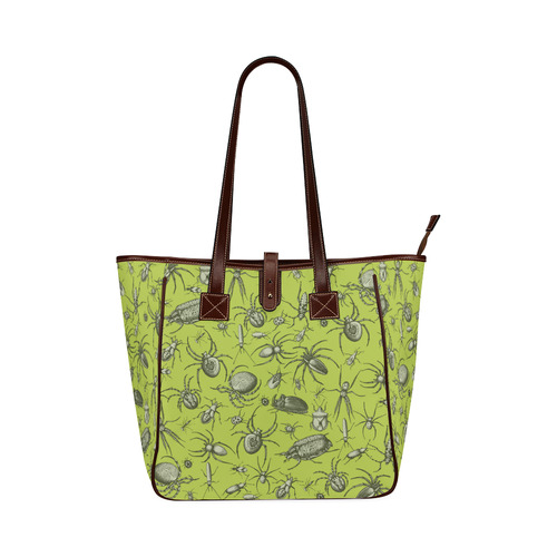 bugs spiders creepy crawlers halloween green Classic Tote Bag (Model 1644)