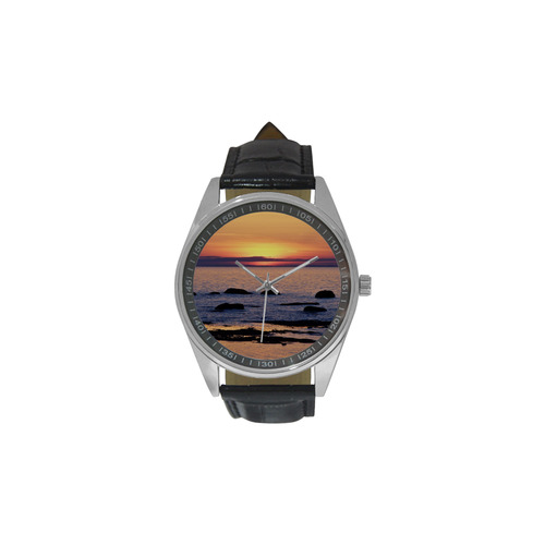 Summer's Glow Men's Casual Leather Strap Watch(Model 211)