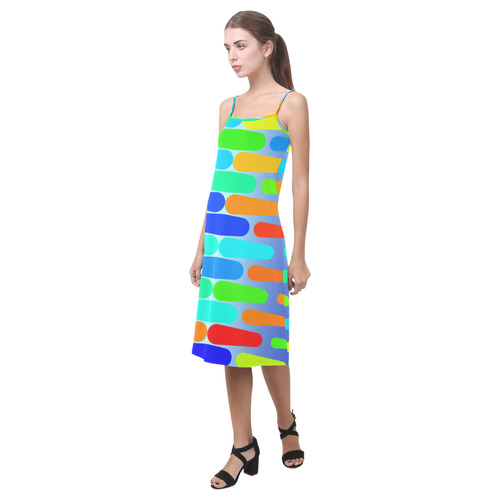 Colorful shapes on a blue background Alcestis Slip Dress (Model D05)