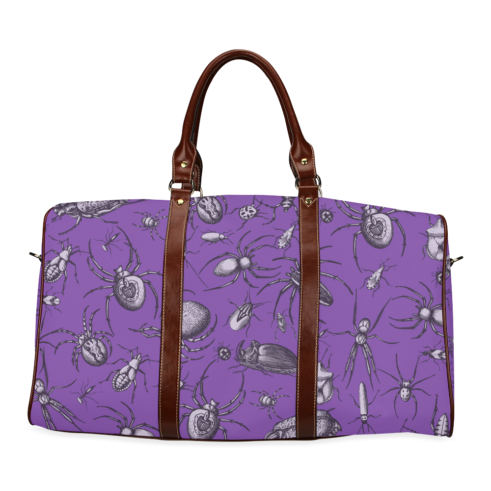 spiders creepy crawlers bugs purple halloween Waterproof Travel Bag/Large (Model 1639)