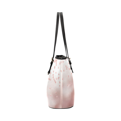 Pink luxury feminine sparkling glitter Leather Tote Bag/Large (Model 1651)