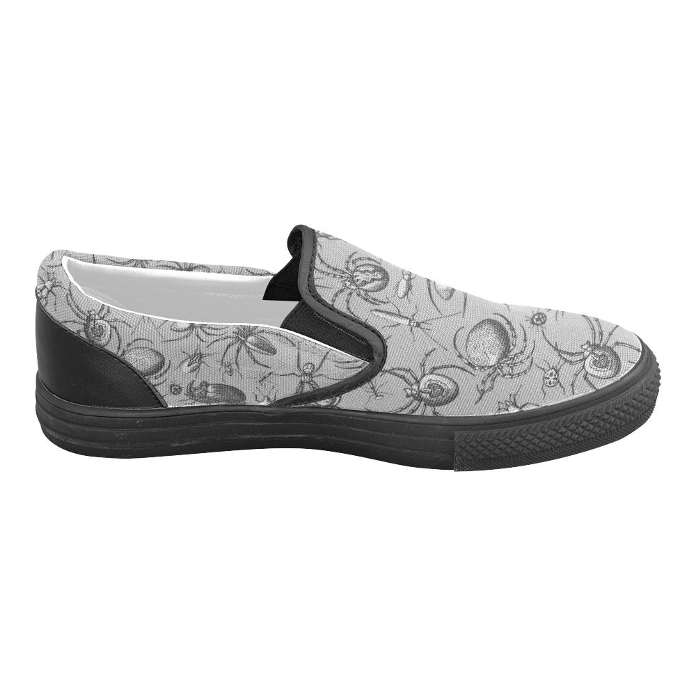 beetles spiders creepy crawlers insects grey Men's Slip-on Canvas Shoes (Model 019)