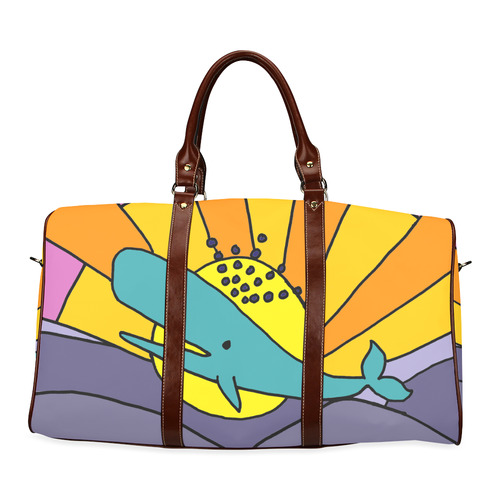 Whale and Sun Abstract Art Waterproof Travel Bag/Large (Model 1639)