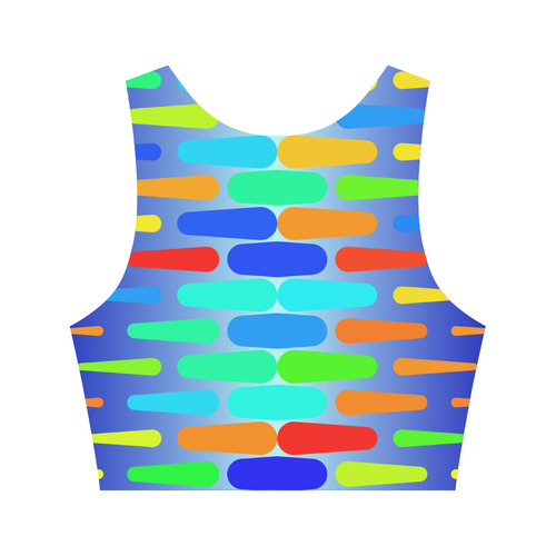 Colorful shapes on a blue background Women's Crop Top (Model T42)