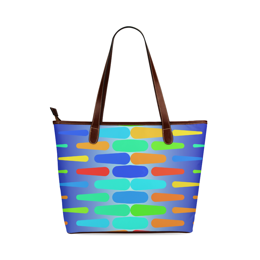 Colorful shapes on a blue background Shoulder Tote Bag (Model 1646)