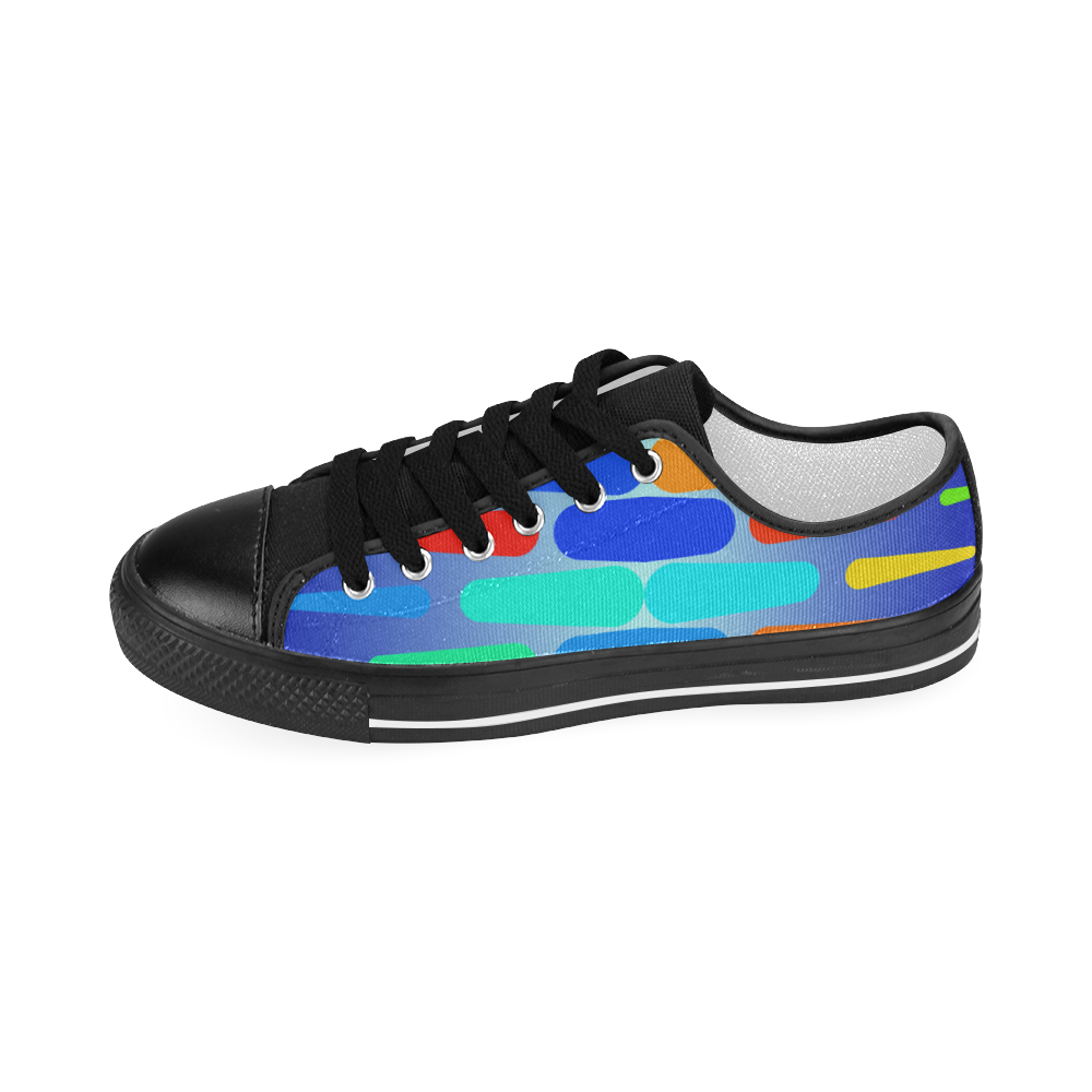 Colorful shapes on a blue background Men's Classic Canvas Shoes (Model 018)