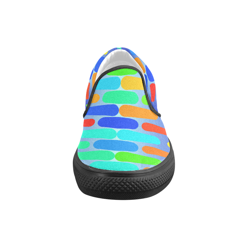 Colorful shapes on a blue background Men's Slip-on Canvas Shoes (Model 019)