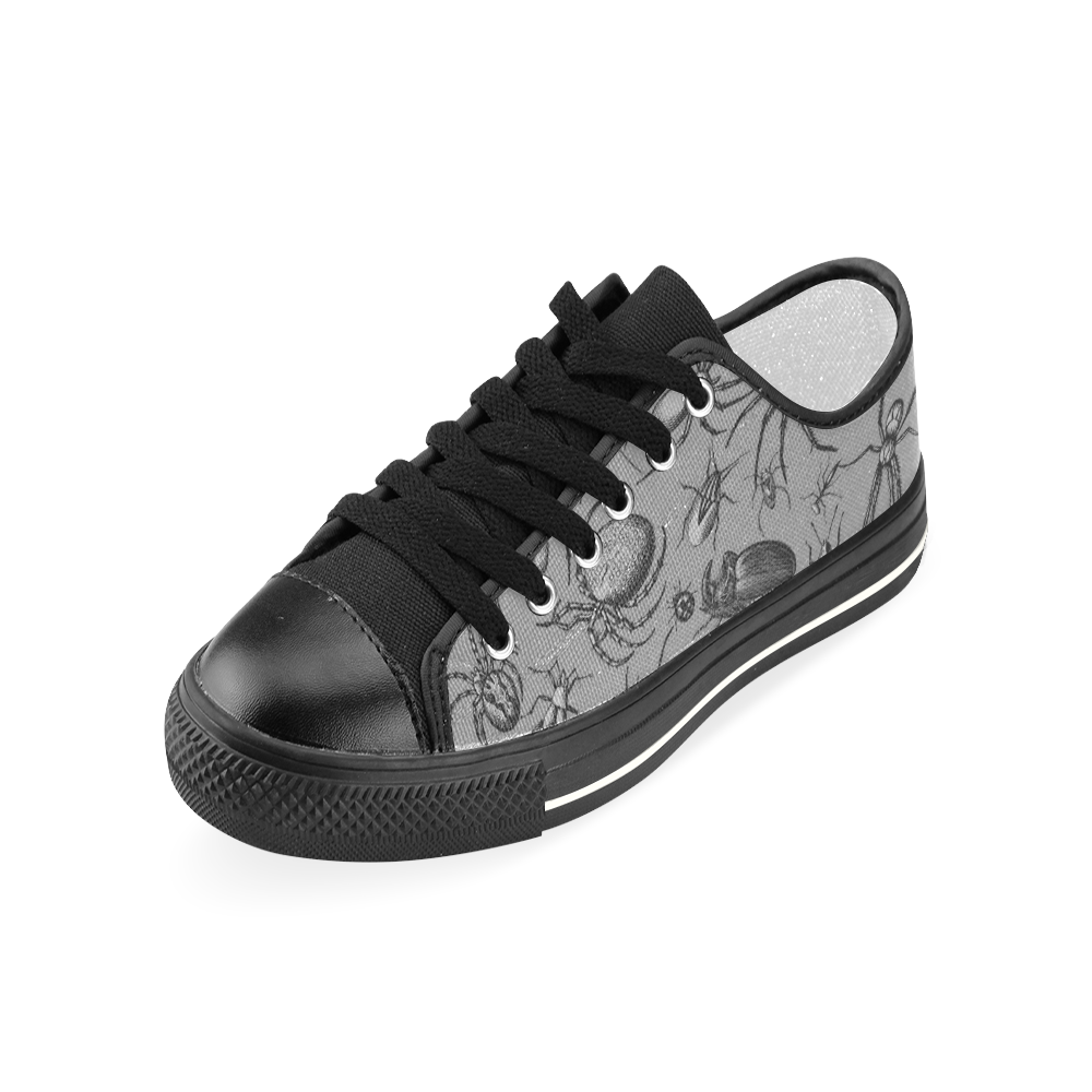 beetles spiders creepy crawlers insects grey Women's Classic Canvas Shoes (Model 018)