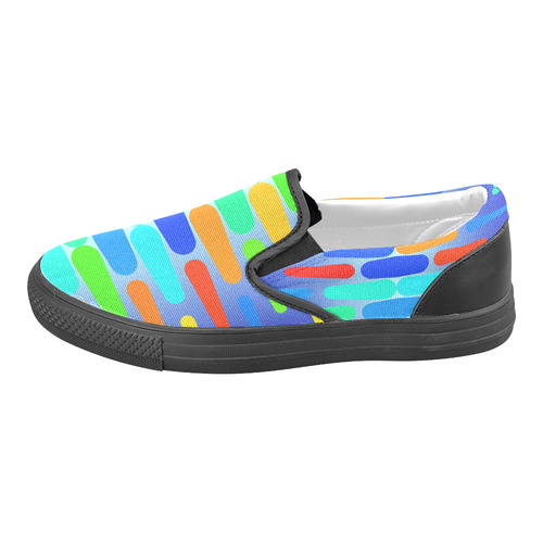 Colorful shapes on a blue background Men's Slip-on Canvas Shoes (Model 019)