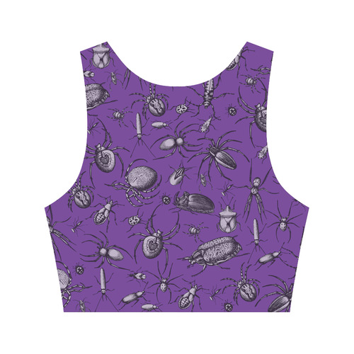 spiders creepy crawlers bugs purple halloween Women's Crop Top (Model T42)