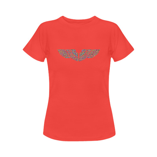 Abstract Triangle Eagle Wings Red Women's Classic T-Shirt (Model T17）
