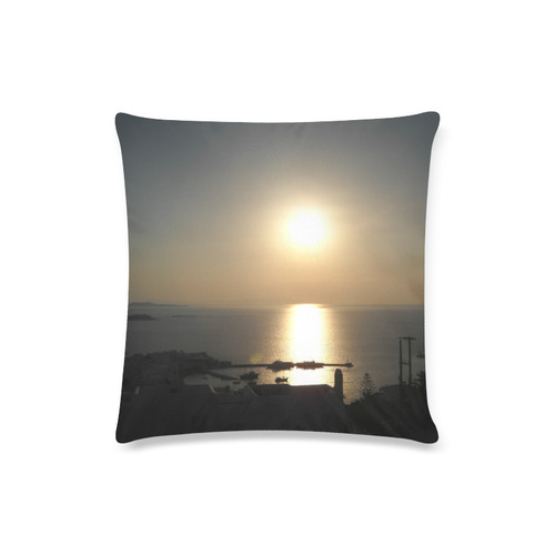 Sunset, Myconos Island, Greece Custom Zippered Pillow Case 16"x16"(Twin Sides)