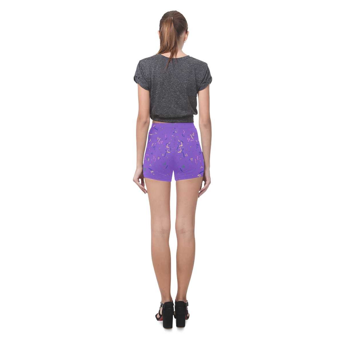 Confetti and  Party Streamers Purple Briseis Skinny Shorts (Model L04)