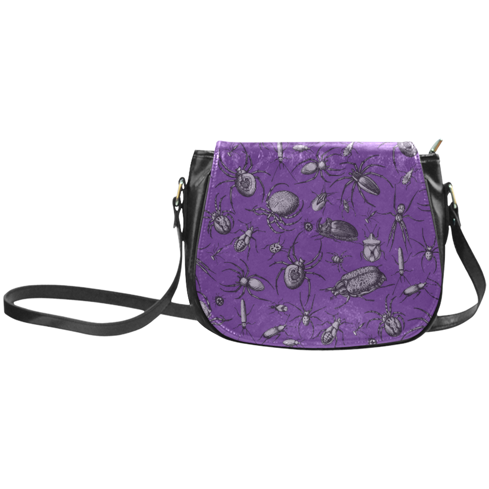 spiders creepy crawlers bugs purple halloween Classic Saddle Bag/Small (Model 1648)