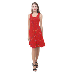 Confetti and  Party Streamers Red Atalanta Casual Sundress(Model D04)