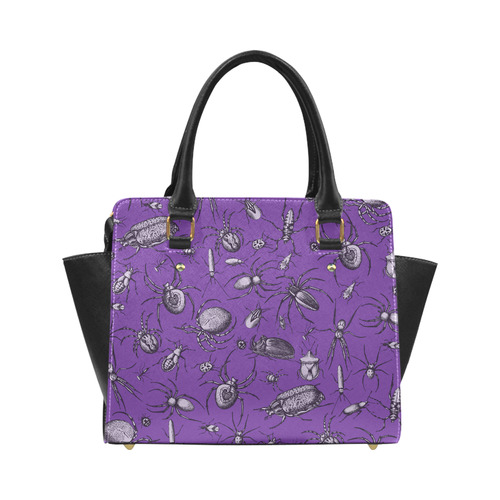 spiders creepy crawlers bugs purple halloween Classic Shoulder Handbag (Model 1653)