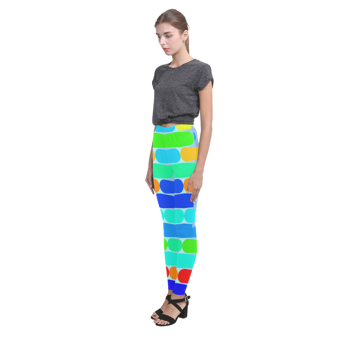 Colorful shapes on a blue background Cassandra Women's Leggings (Model L01)