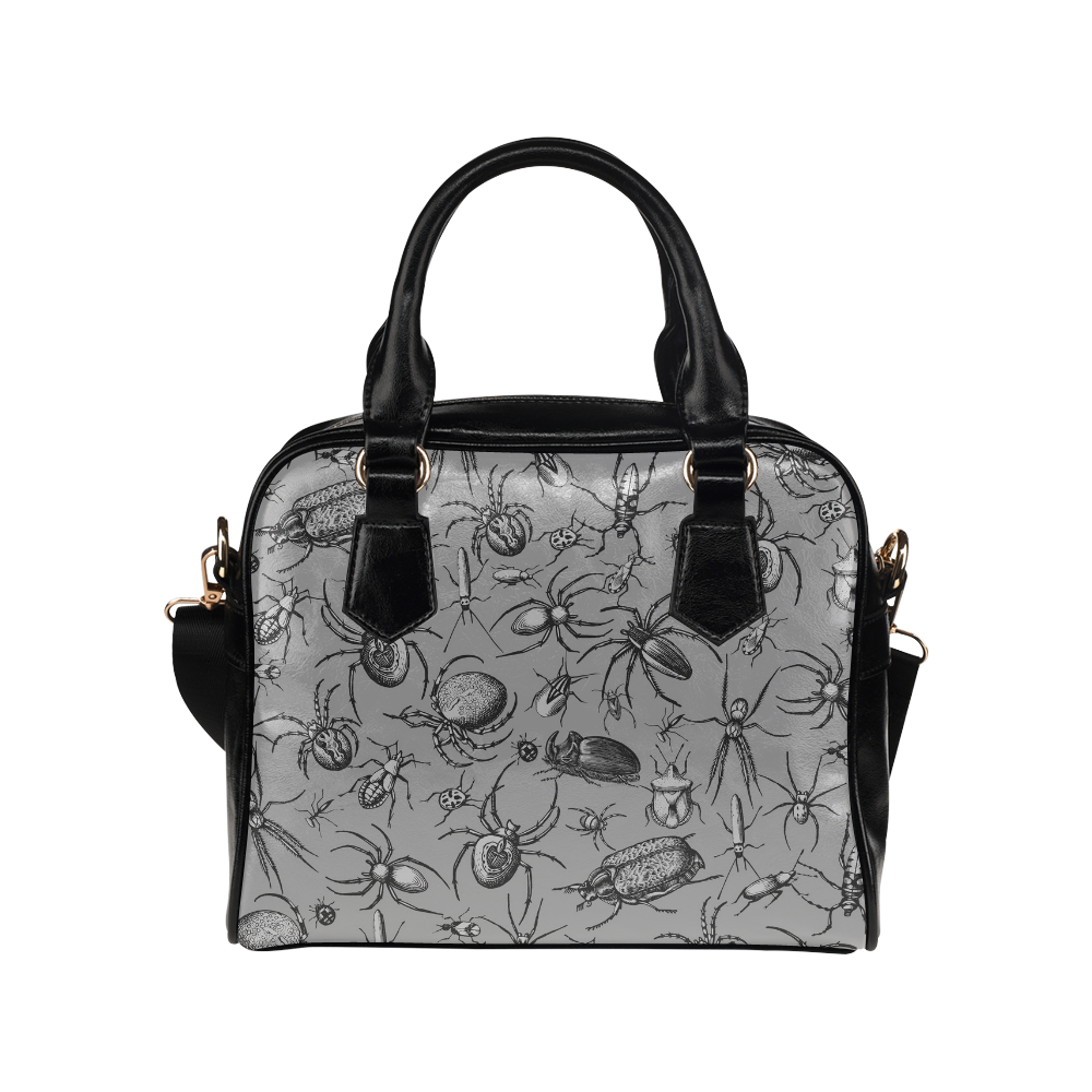 beetles spiders creepy crawlers bugs grey Shoulder Handbag (Model 1634)