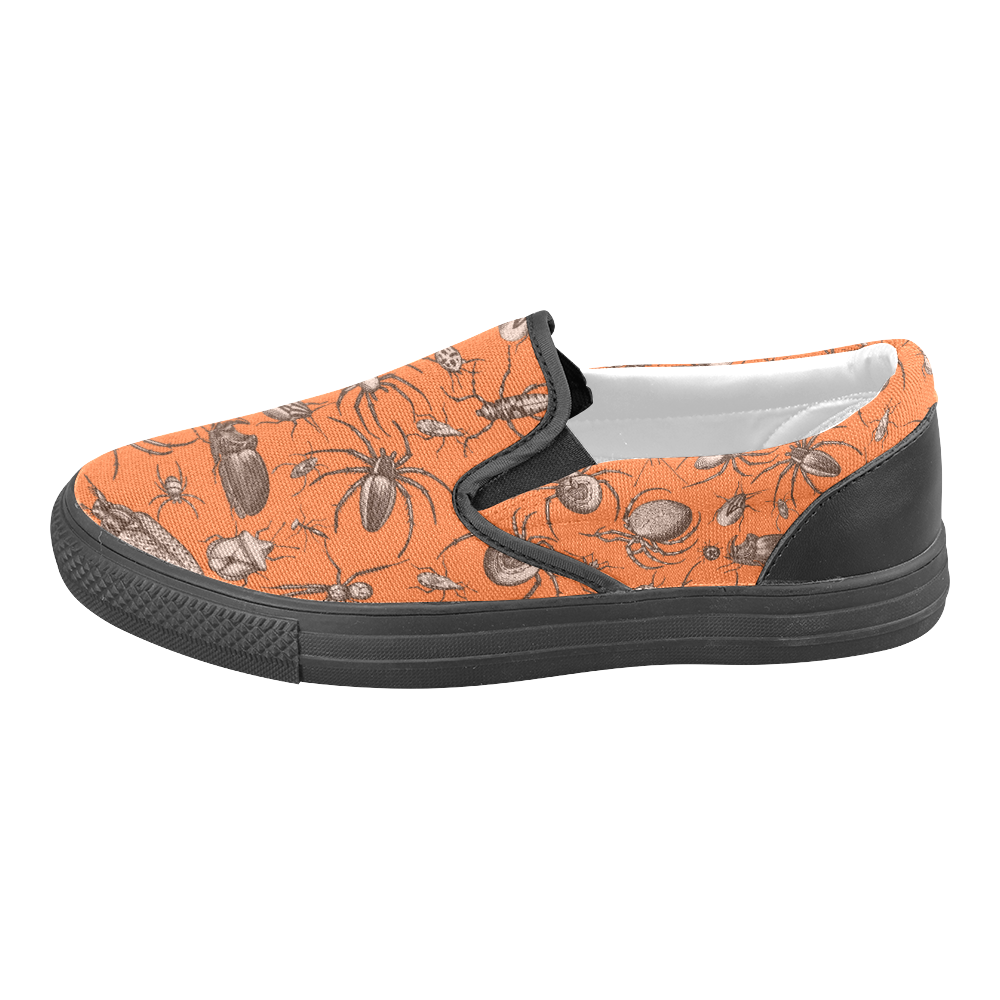 beetles spiders creepy crawlers insects halloween Men's Slip-on Canvas Shoes (Model 019)