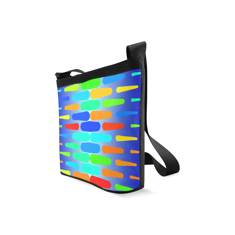 Colorful shapes on a blue background Crossbody Bags (Model 1613)
