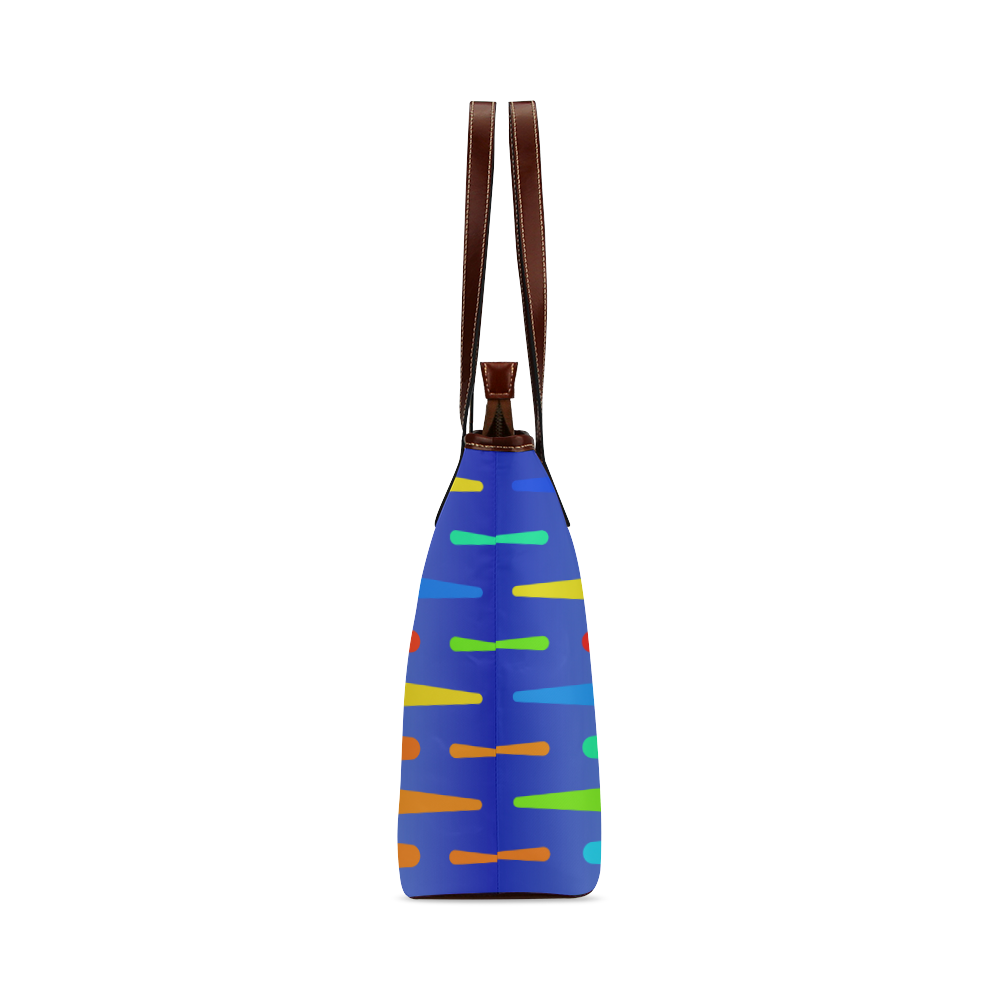 Colorful shapes on a blue background Shoulder Tote Bag (Model 1646)