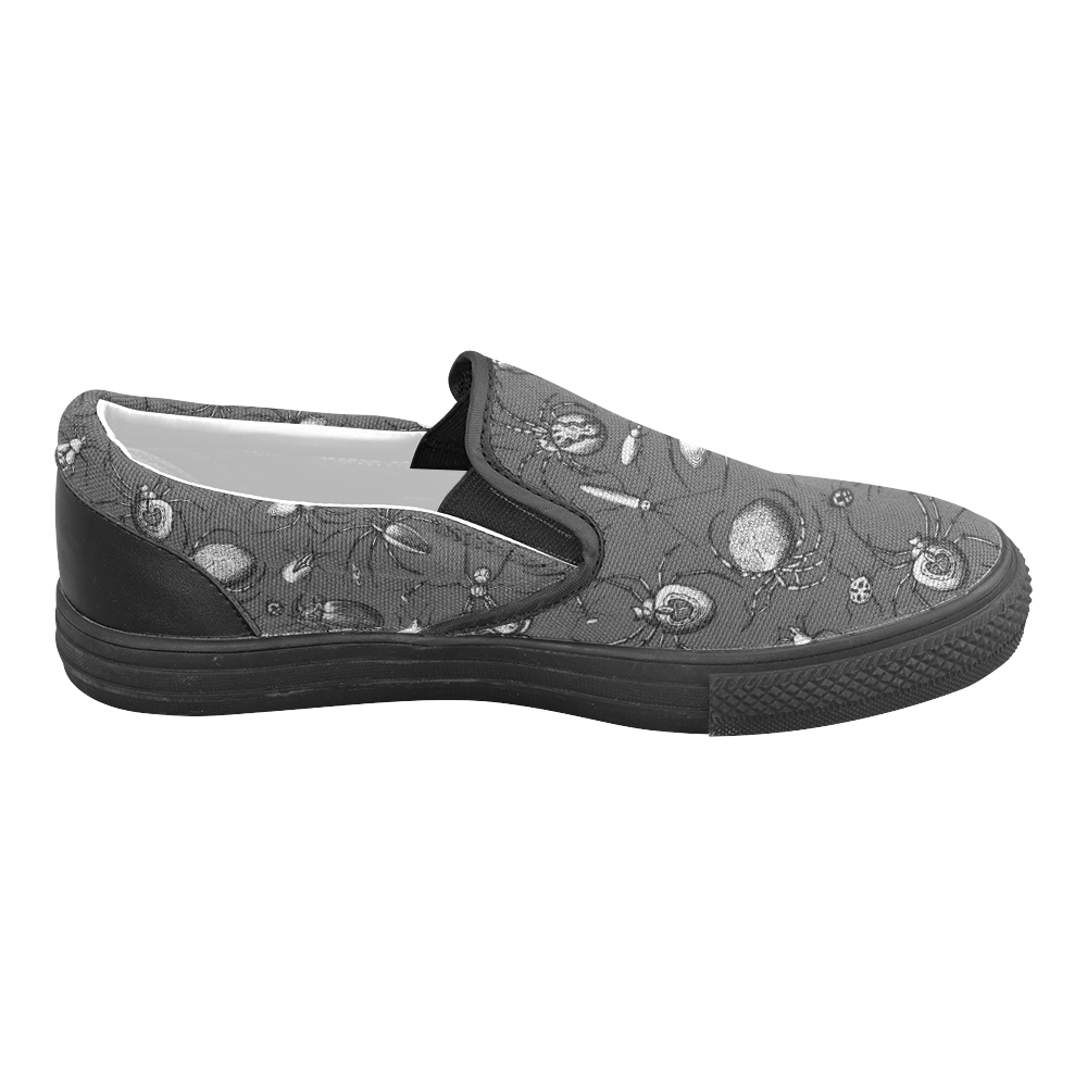 beetles spiders creepy crawlers insects bugs Men's Slip-on Canvas Shoes (Model 019)