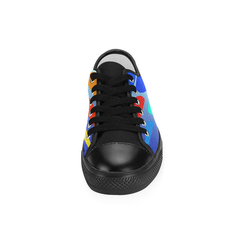 Colorful shapes on a blue background Men's Classic Canvas Shoes (Model 018)