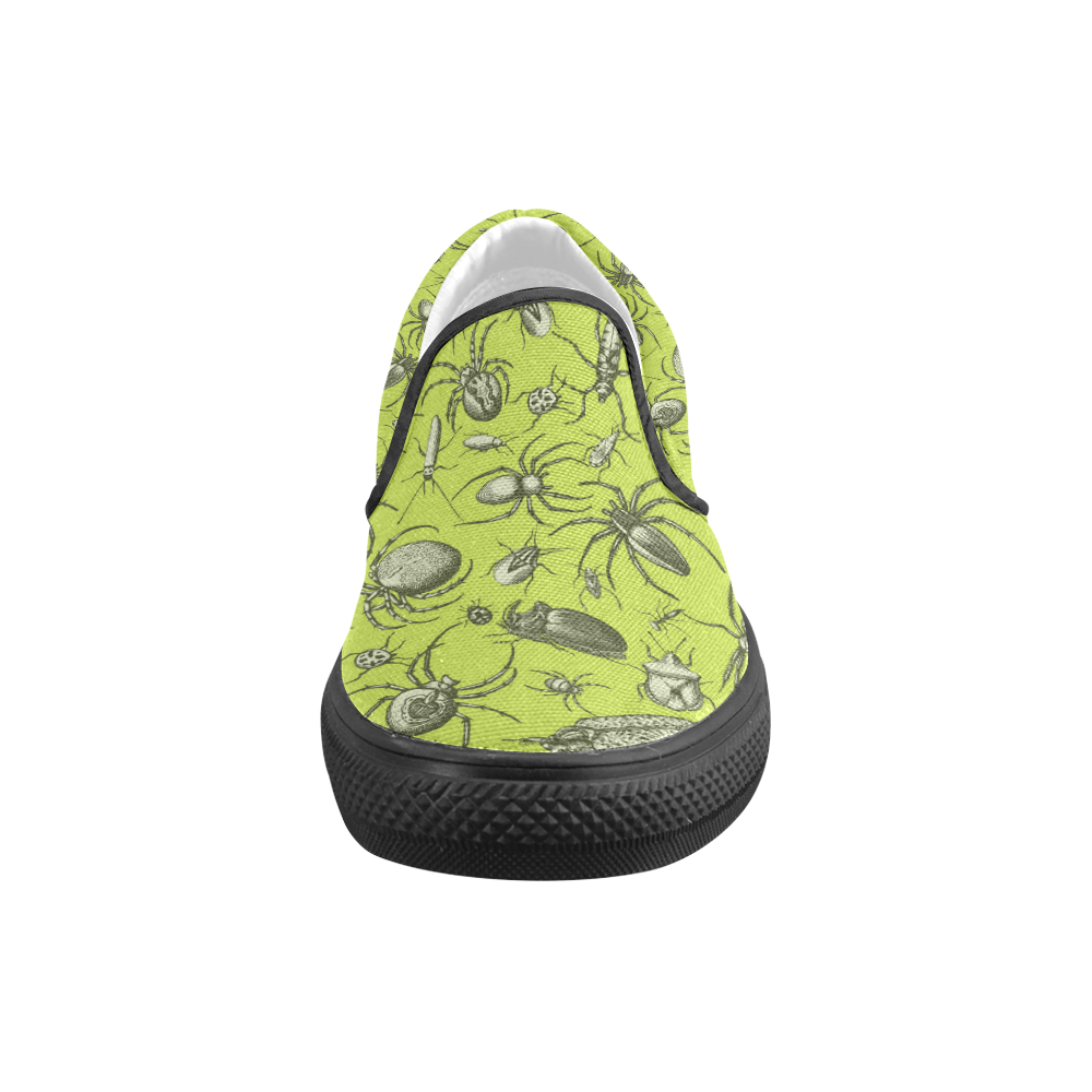 insects spiders creepy crawlers halloween green Men's Slip-on Canvas Shoes (Model 019)