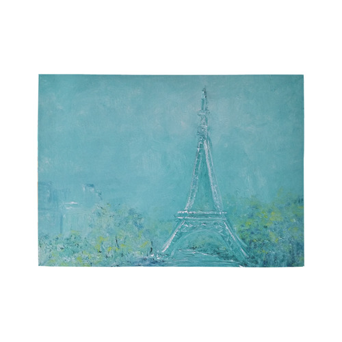 Eiffel Tower Aqua Landscape Area Rug7'x5'