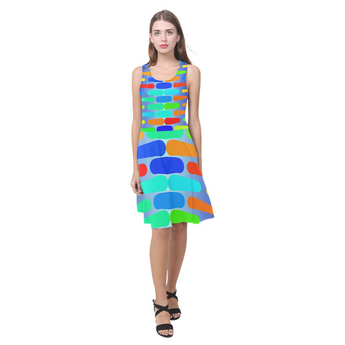 Colorful shapes on a blue background Atalanta Casual Sundress(Model D04)